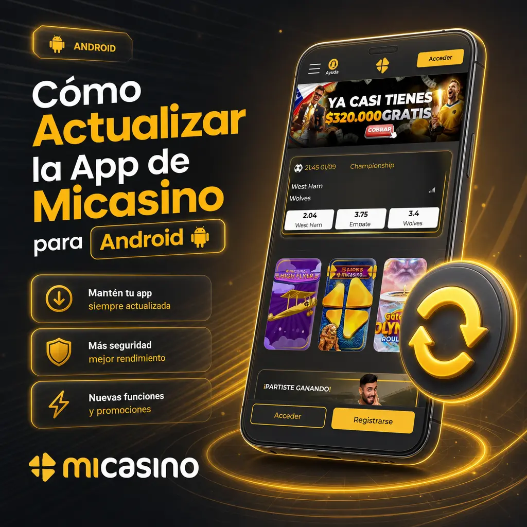 Pasos para actualizar la app de Micasino en Android: descargar el APK más reciente e instalarlo sin desinstalar la versión anterior.