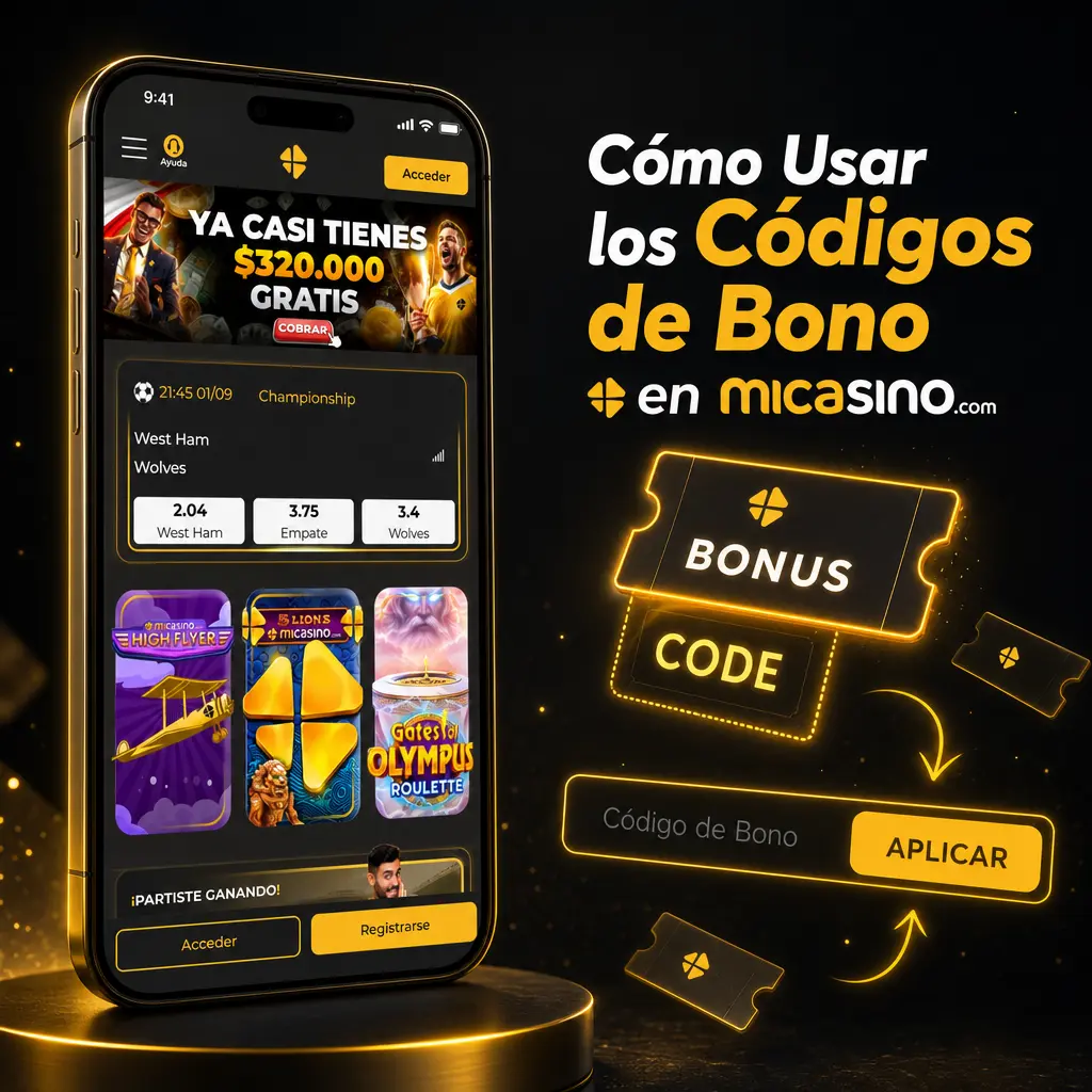 Guía visual para ingresar un código de bono en Micasino antes de realizar el depósito