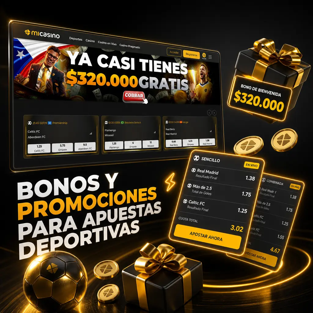 Bonos y promociones de apuestas deportivas en Micasino Argentina: bienvenida, cuotas potenciadas, combinadas y programa VIP.