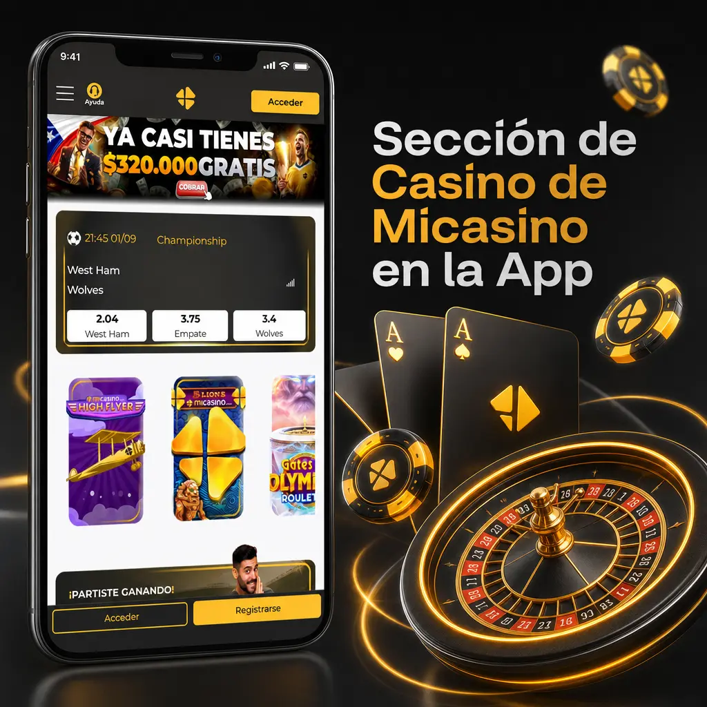 Sección de casino en la app de Micasino con juegos organizados por categoría y buscador por proveedor o nombre