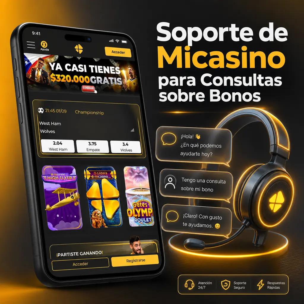 Soporte de Micasino disponible 24/7 para consultas sobre bonos y promociones mediante chat, correo, WhatsApp y preguntas frecuentes.
