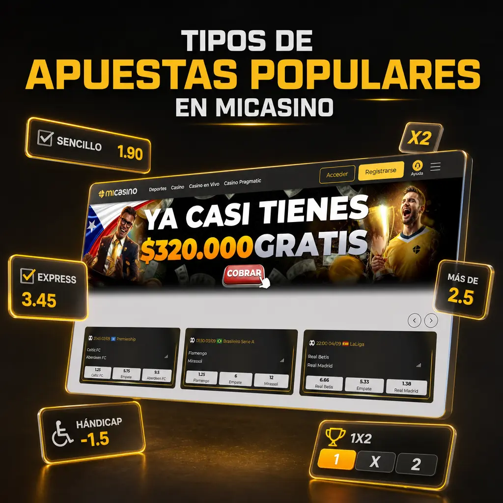 Tipos de apuestas en Micasino: simple, combinada, sistema, en vivo, hándicap asiático y cash out para tu estrategia deportiva.